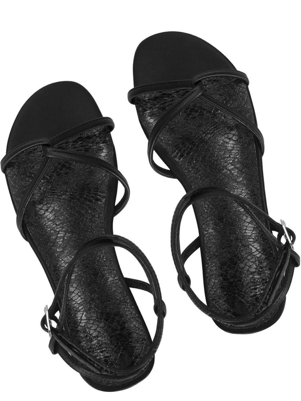 Brand New! Black Strappy Sandals for Women - Sleek Everyday Style (Size: 11)